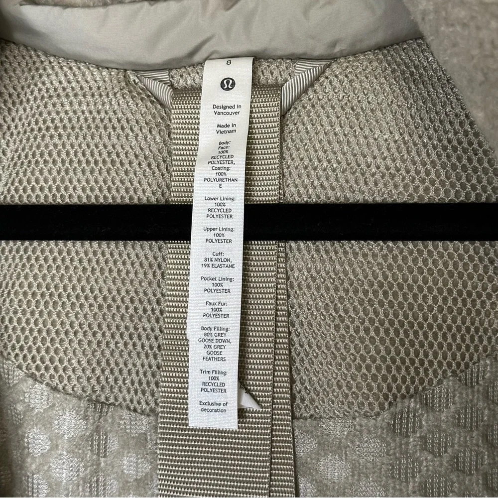 Lululemon Snow Warrior Long Parka in Raw Linen Size 8 - Picture 10 of 14